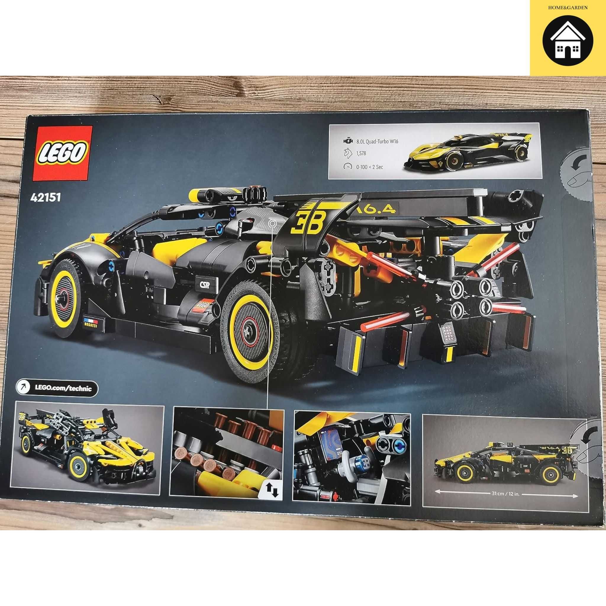 LEGO TECHNIC BUGATTI Żółte Bugatti + Naklejki