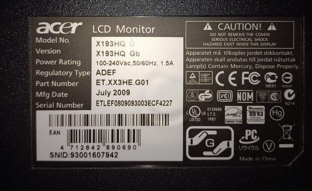 Monitor komputerowy Acer 19