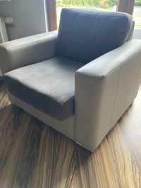 Fotel skorzano-materiałowy