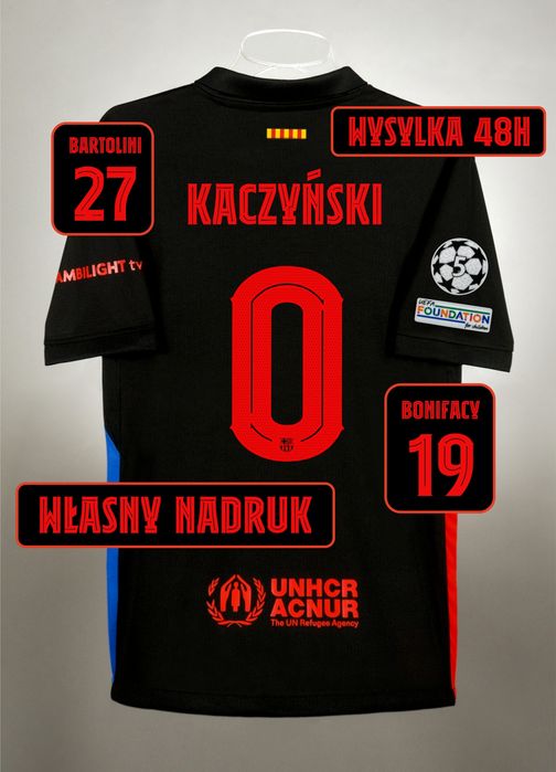 Koszulka FC Barcelona 24/25 LM wyjazdowa WŁASNY NADRUK  r. 22 48h