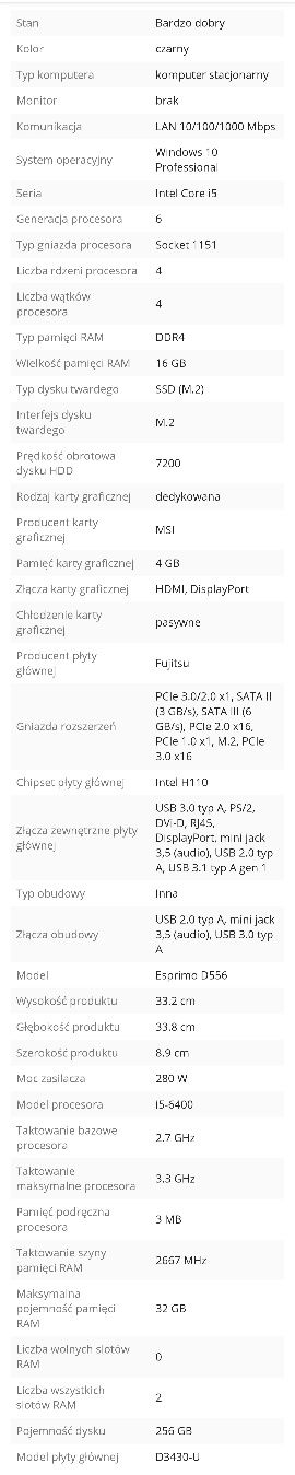 Fujitsu Esprimo D556 SFF | GeForce GT 1030 4GB | 256 GB NVMe | 1 TB HD