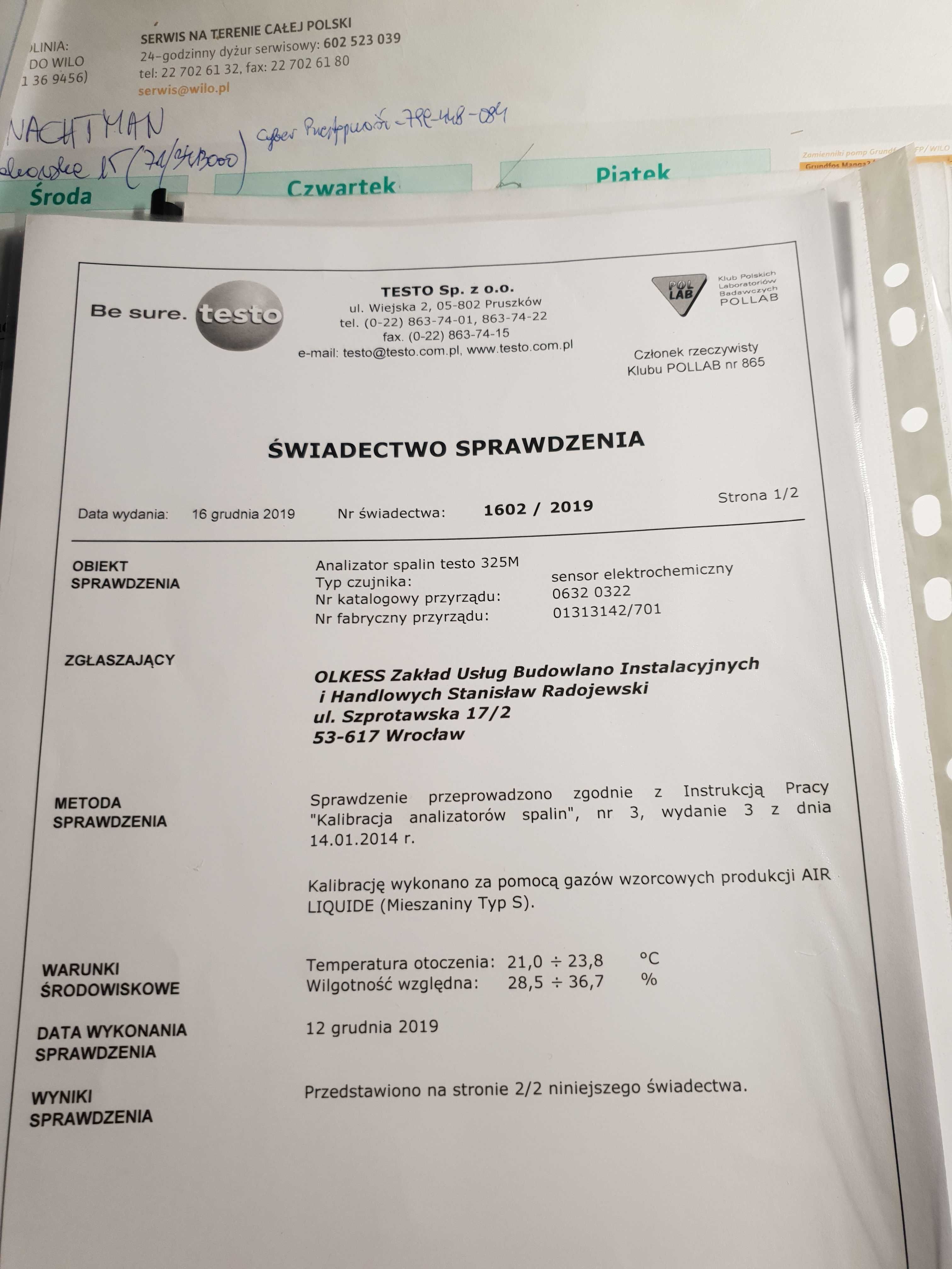 Profesjonalny analizator gazu spalinowego Testo 325M