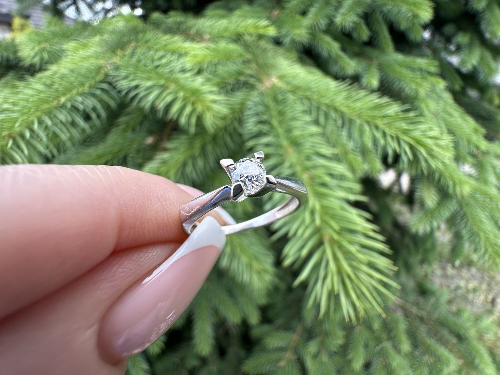 Золота каблучка з діамантом,бриллиантом кольцо,3,7 мм, 16,2 роз 0,18ct