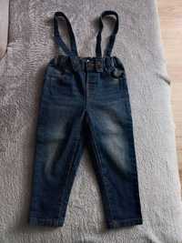 Spodnie, spodenki, jeansy na szelki, r.92