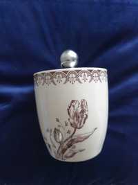 cukiernica ceramiczna malowana z przykrywką Vintage / Old Style