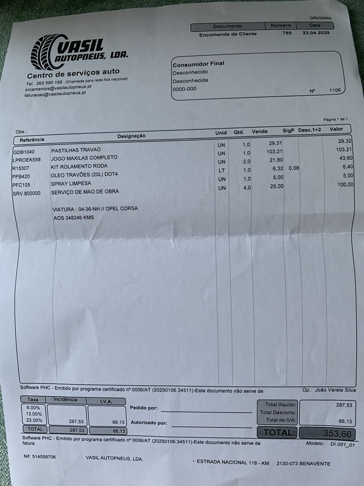 Opel Corsa 1.7 / Motor Isuzu (Diesel / Van)