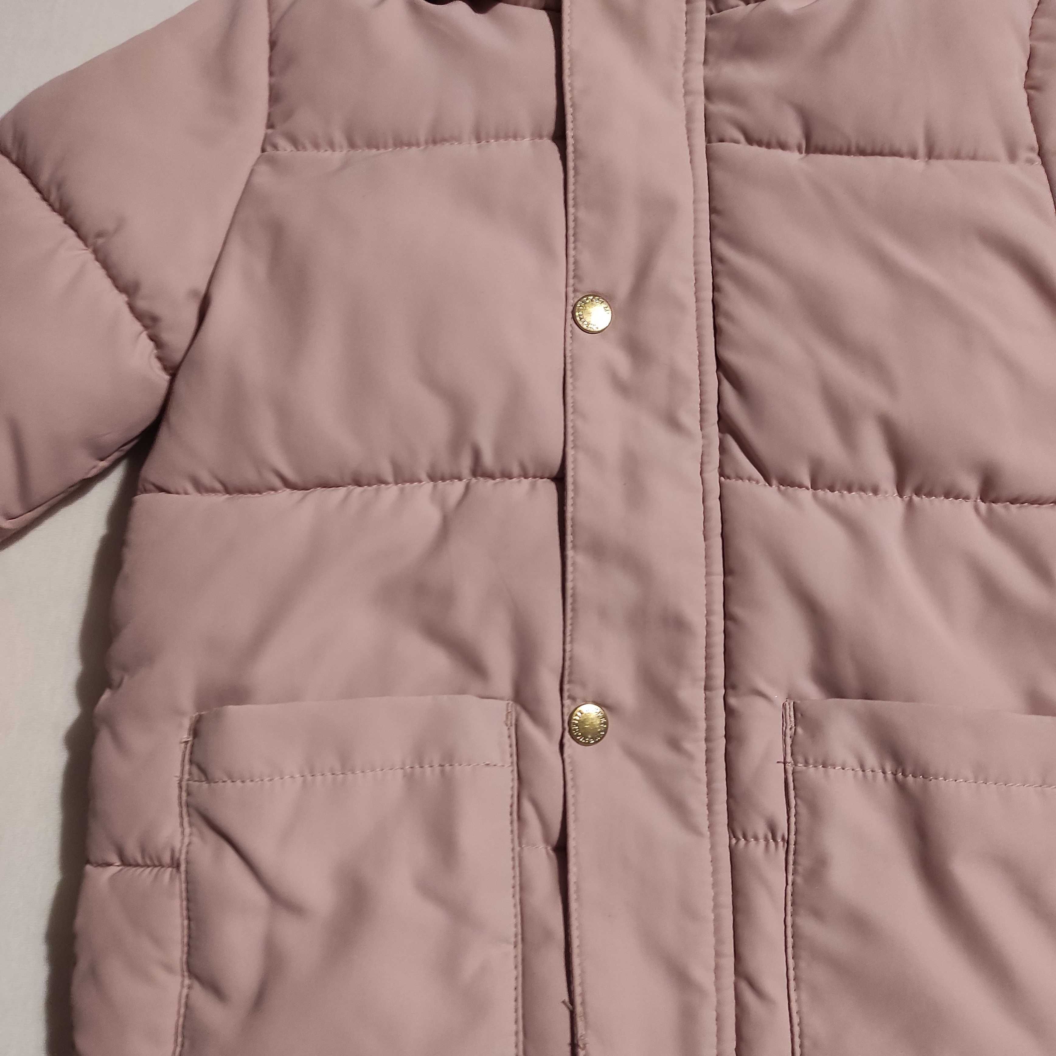 Zimowa kurtka typu puffer z kapturem, marka H&M, rozmiar 92