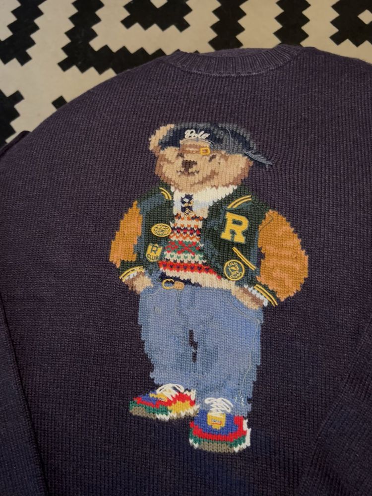 seeter polo ralph lauren miś bear niebieski stylowy męski
