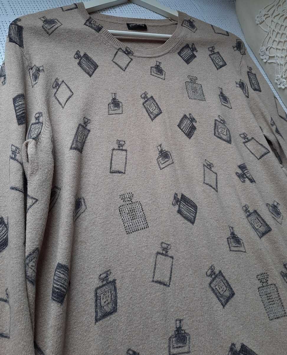 Gerry Weber perfumy cappuccino bluzka sweter tunika wzór Oversize L XL