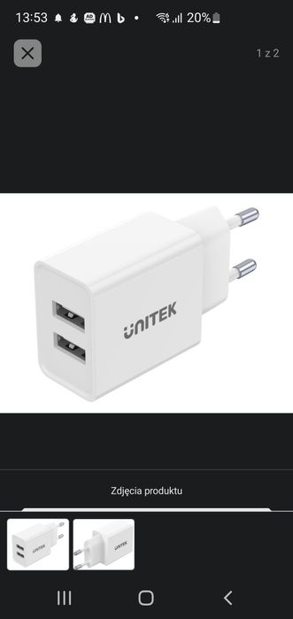 Ładowarka sieciowa 2x USB (12W) szybka
