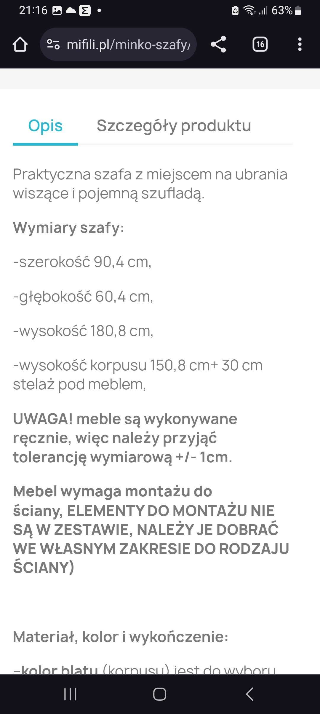 Sprzedam Szafę Minko