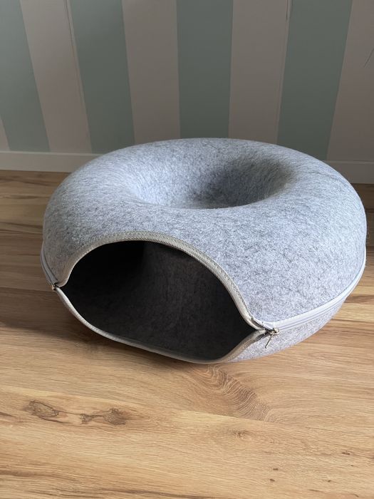 Donut legowisko tunel dla kota szare 50 cm