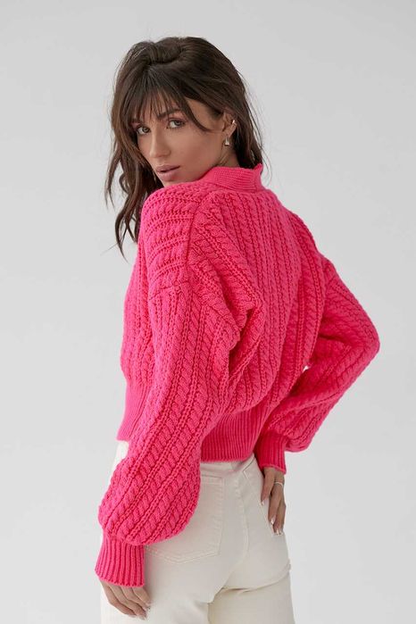 Жіночий кардиган з фактурним візерунком (фуксія)