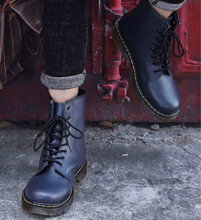 Glany botki traperki dr martin Combat Boots niebieskie timberki