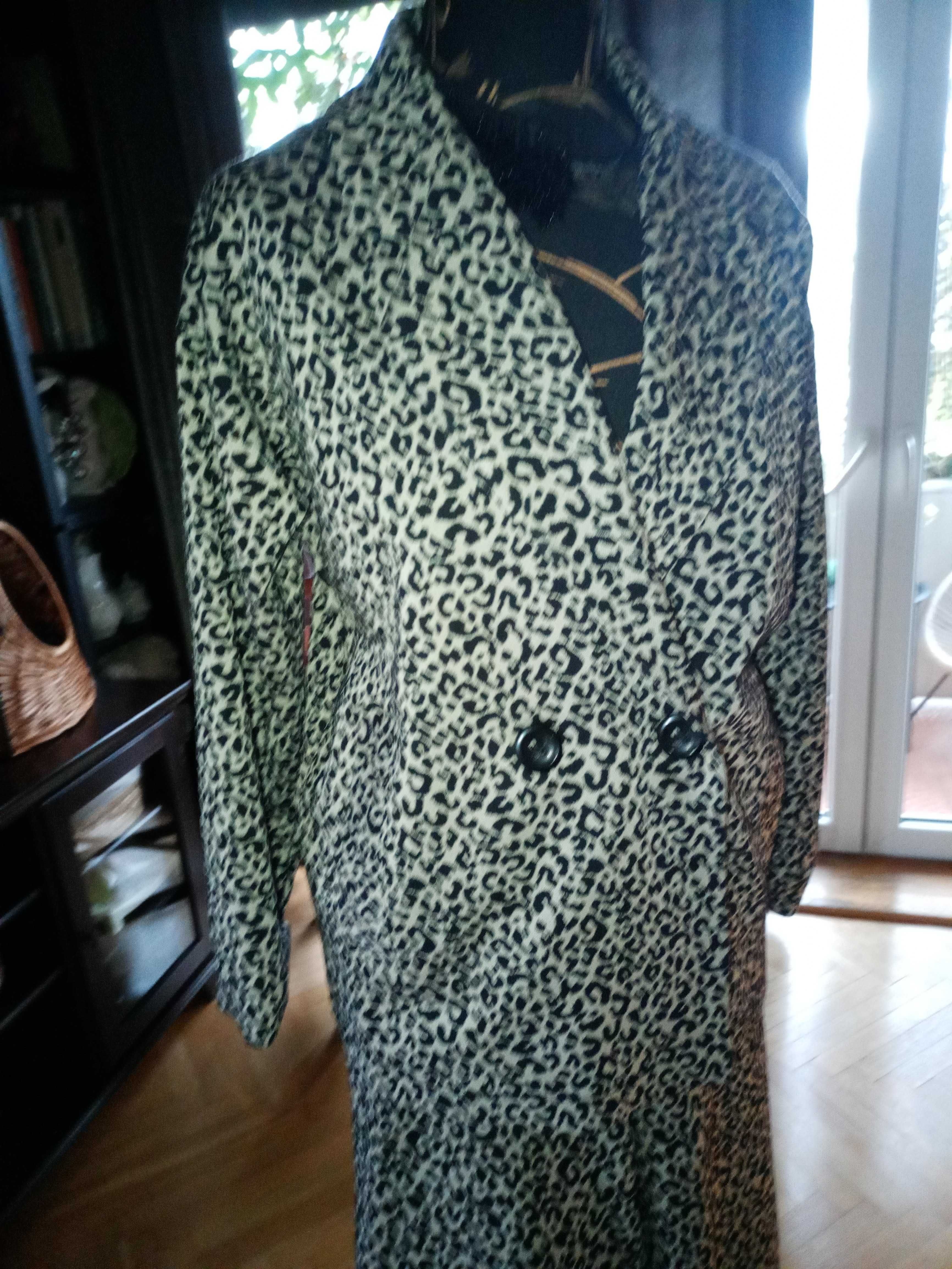 Zara komplet, garnitur w panterkę, spodnie + blezer, dzianina S/M/L