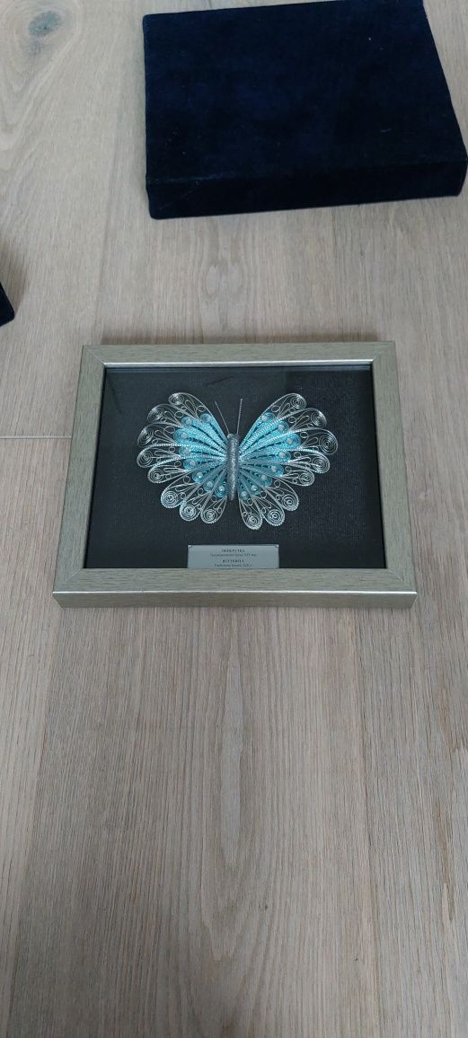 Otomanska broszka motyl duza gablocie zestaw prezentowy
