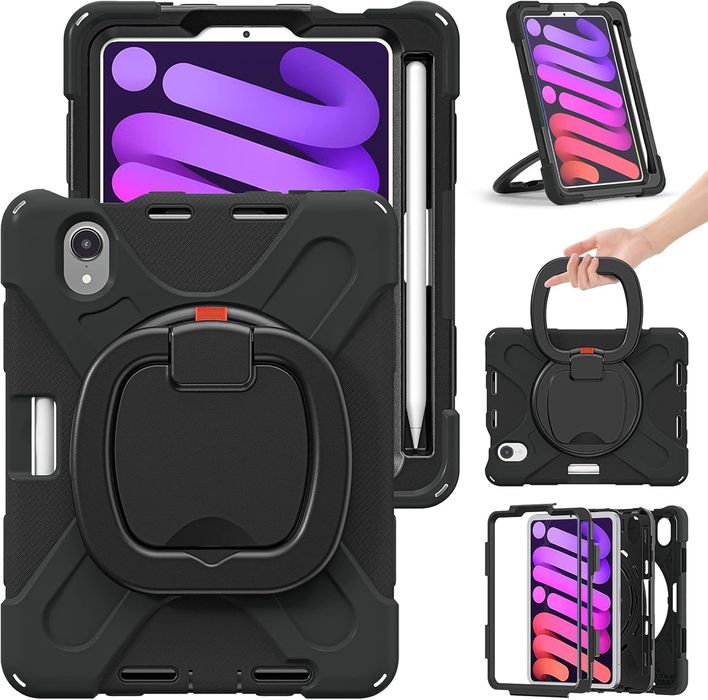 Etui do iPad Mini 6 8.3" Obrotowa Podstawka i Miejsce na Rysik Czarne