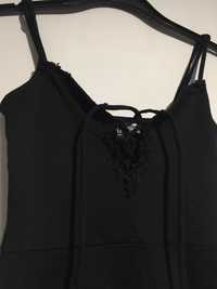 Mała czarna sukienka mini krótka na ramiączkach H&M