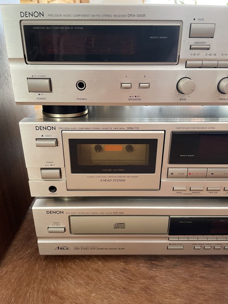 Denon amplituner cd kaseta DRA-345R DRM-710 DCD-690 głośniki quadral