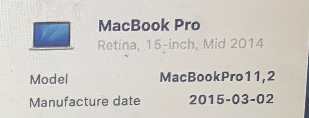 MacBook Pro Retina 15 i7 16GB SSD 250GB Iris Pro