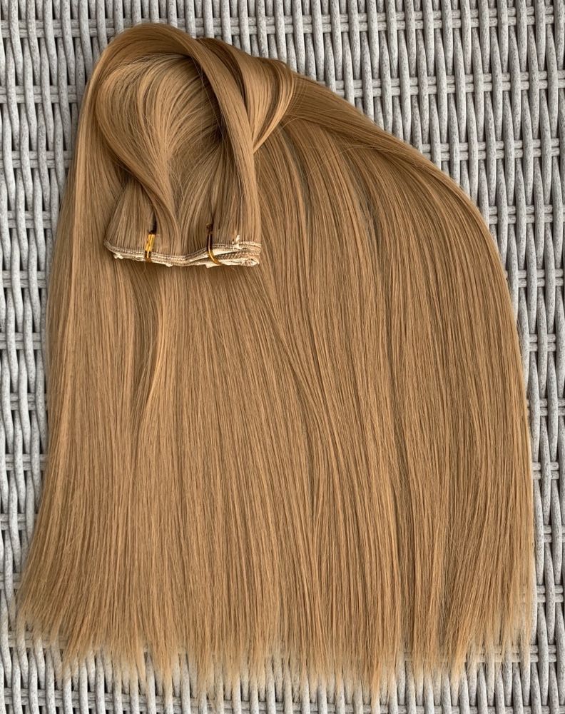 Włosy doczepiane, karmelowy blond, długie 56 cm, clip in ( 34 )