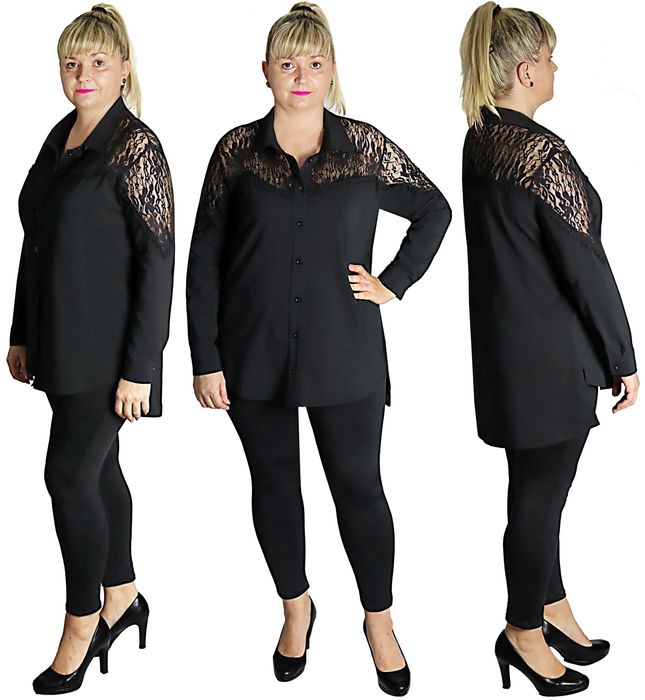KOSZULA Z KORONKĄ kolor CZARNY roz.48/50,50/52