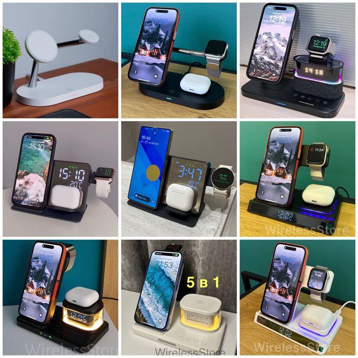 Бездротова зарядка Samsung 4 в 1, Apple Watch Беспроводная Док-станция