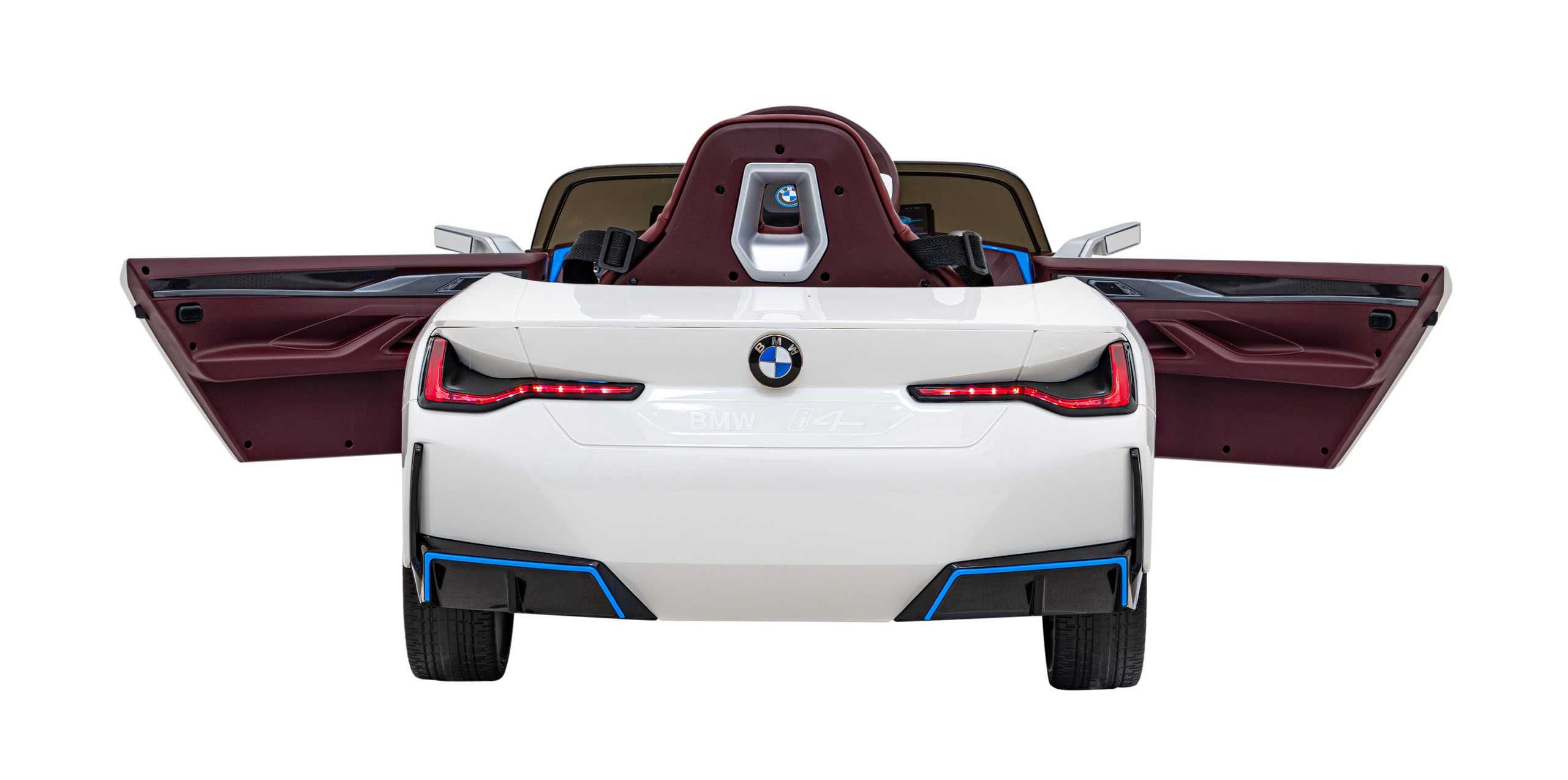 Auto na akumulator BMW i4 Miękkie koła EVA, Skóra, USB, + Tablice Biał