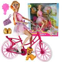 Duża Różowa Lalka Na Rowerze Piesek + Akcesoria