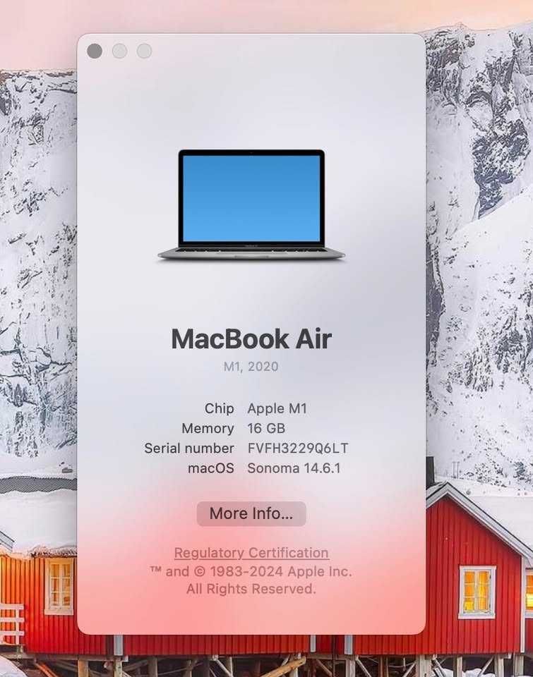 Macbook Air M1 2020 (RAM 16 GB, SSD 512 GB), Space Gray