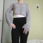 Damski krótki sweter Oversize z długim rękawem, szydełkowany, House