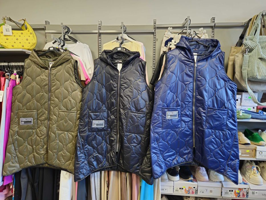 Kamizelka pikowana czarna Plus Size, Italy, długa !!!