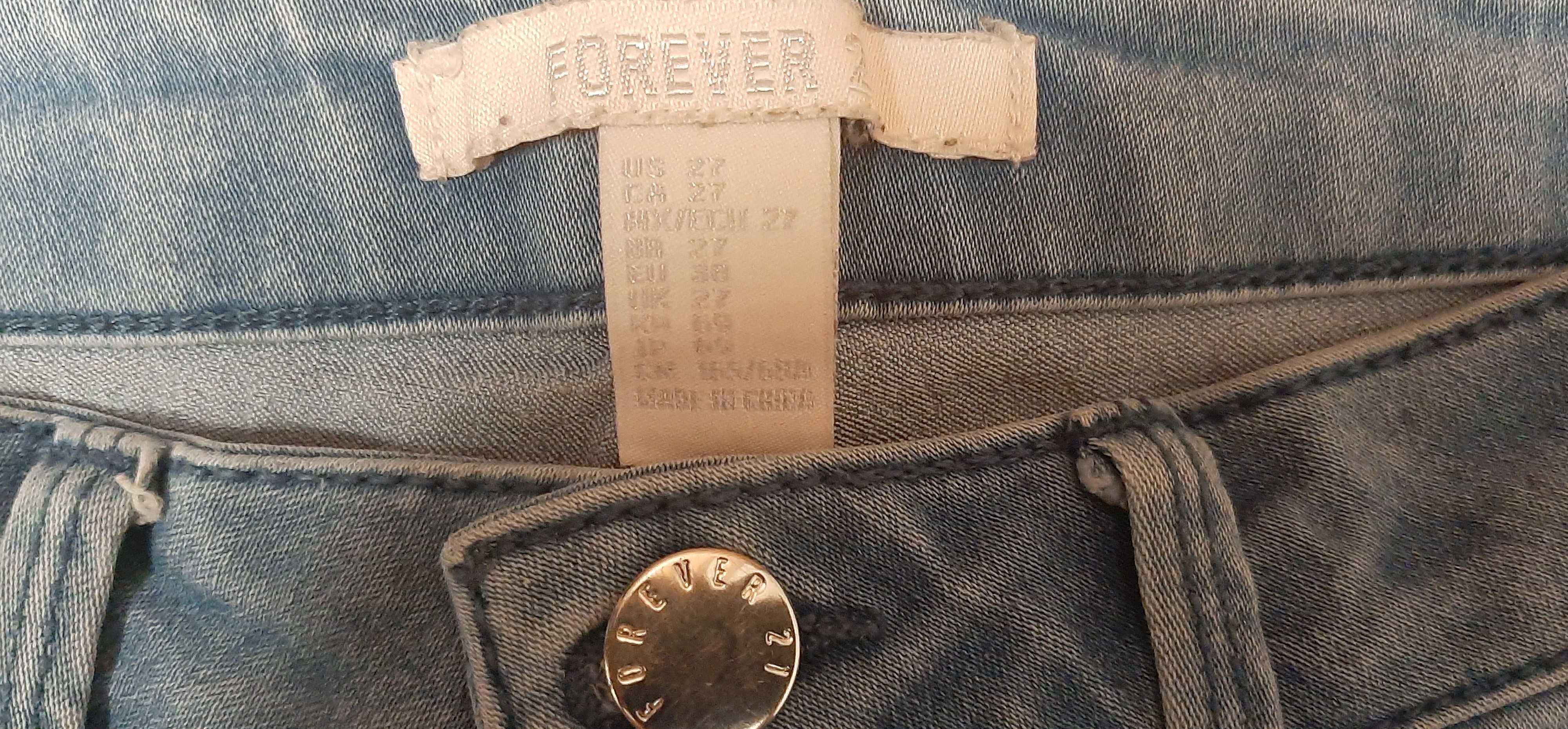 Spodnie jeans Forever 21, niebieskie, rozmiar 38, wysoki stan