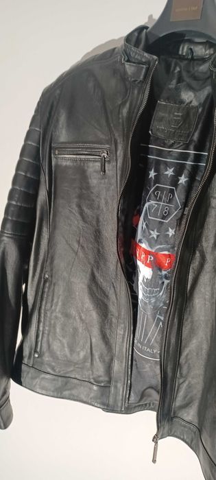 Kurtka Philipp Plein duży rozmiar skóra naturalna XXXL