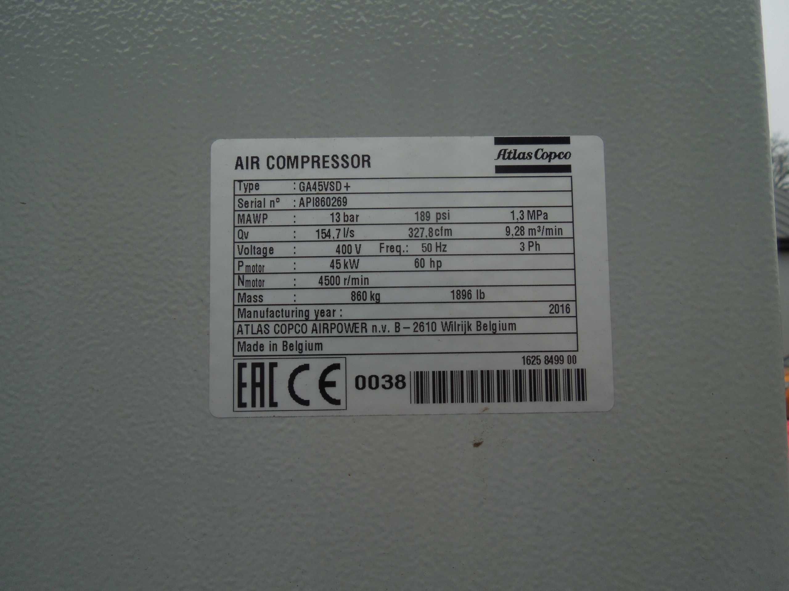 Sprężarka/Kompresor Atlas Copco GA45VSD po serwisie