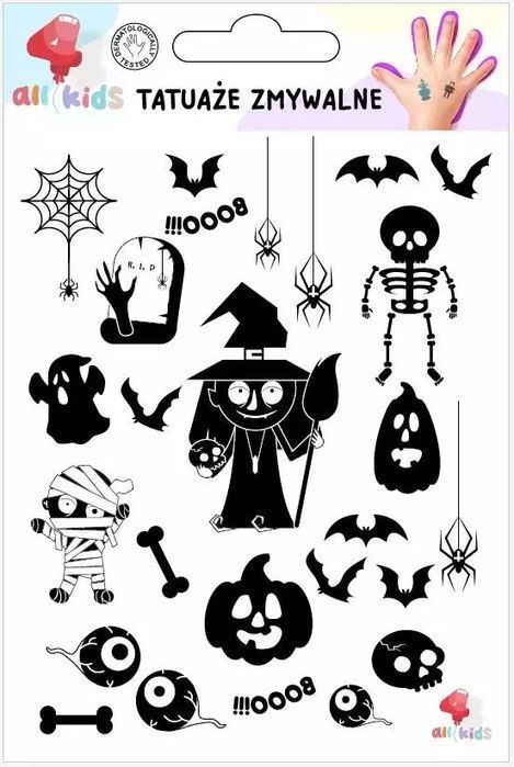 Tatuaże zmywalne dla dzieci Halloween 2. All4Kids