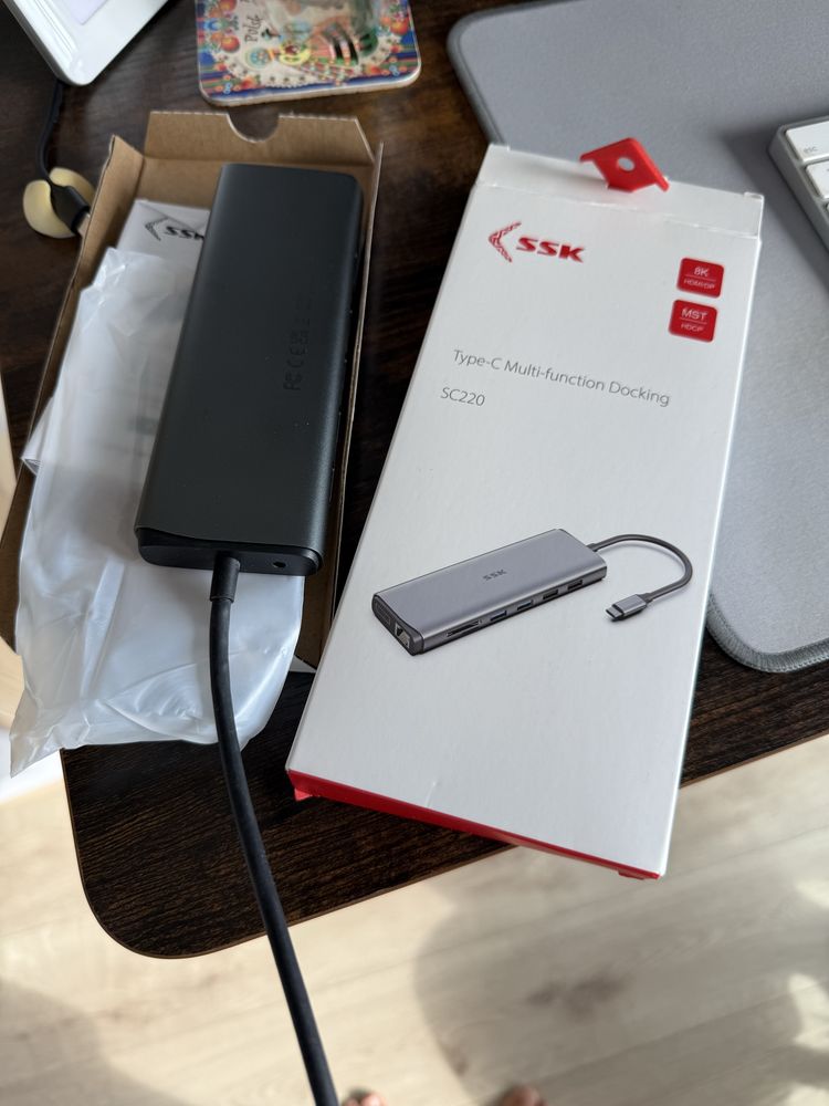 SSK 8K USB C Dock Hub 3 monitory hdmi audio ethernet display port