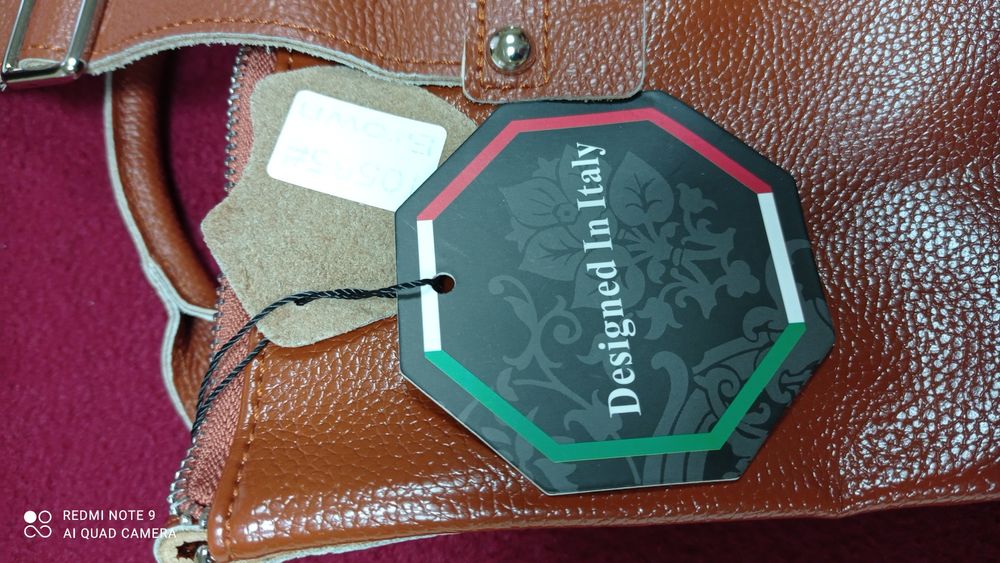 Сумка женская объемная коричневая/рыжая кожа