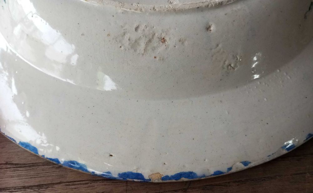 Antigo prato grande Feliz Natal em faiança Portuguesa 32 cm séc XIX/XX