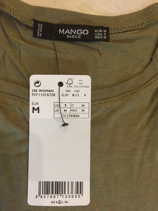 Новая фирменная футболка, блуза, топ Mango размер М, S бирка