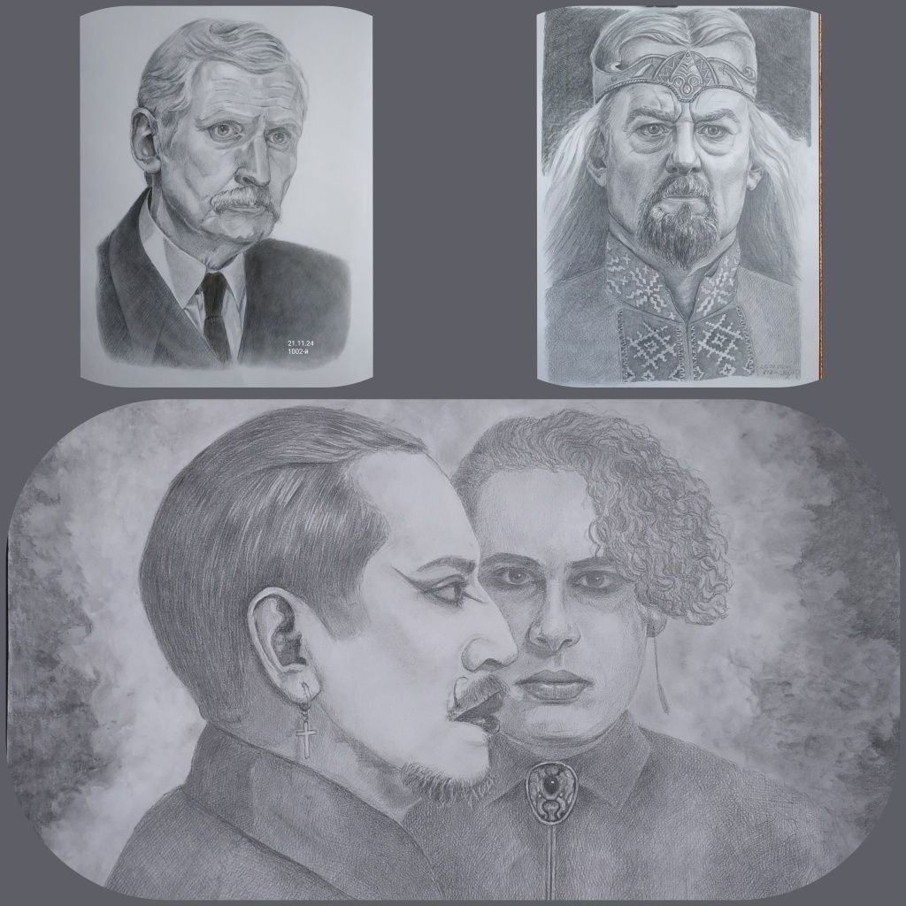 Малюнки на ватмані А3 графітними олівцями