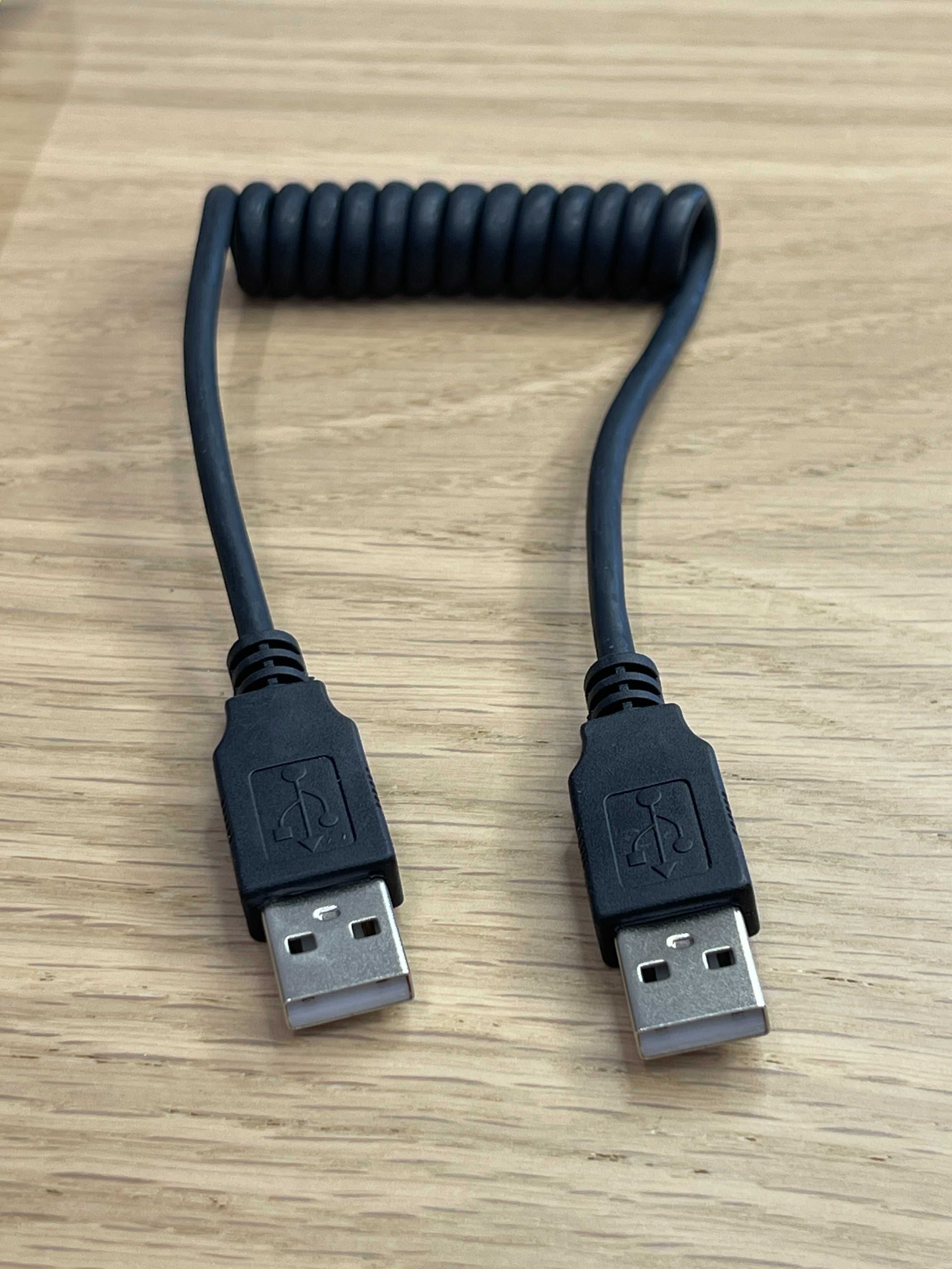 Kabel USB-A męski krótki spiralny M-M 20-60cm Delock 83239