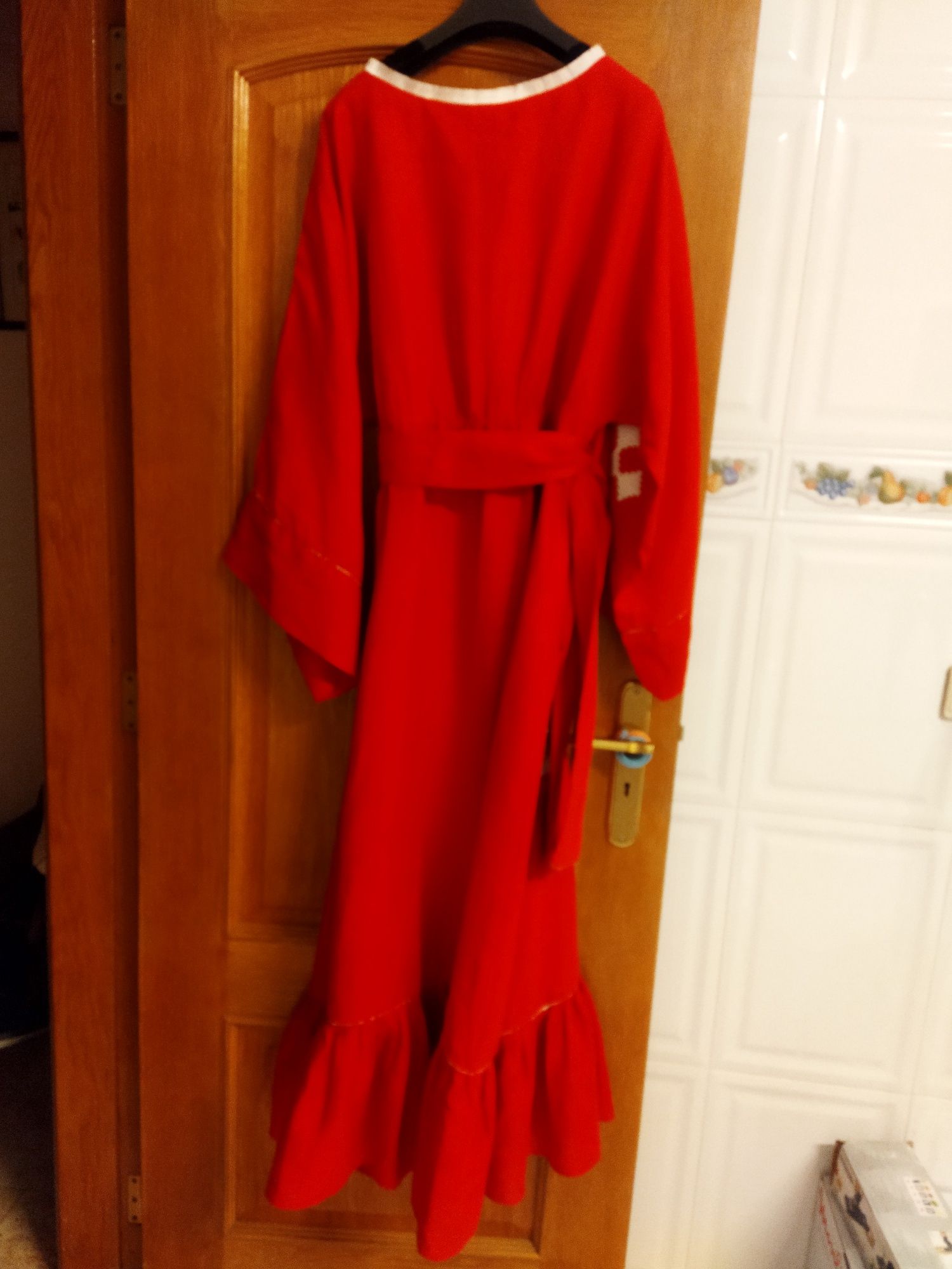 Vestido comprido linho vermelho S ou M