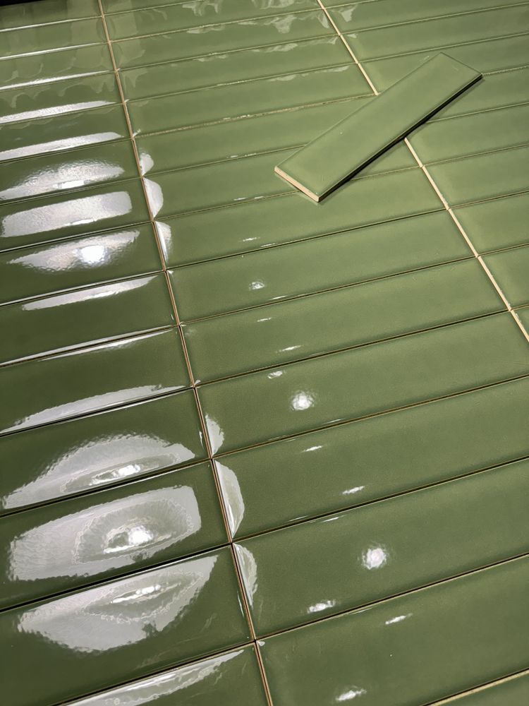 Plytki Monpelli Olive 29,8 x 6,5 cegiełka połysk plytka ścienna STR