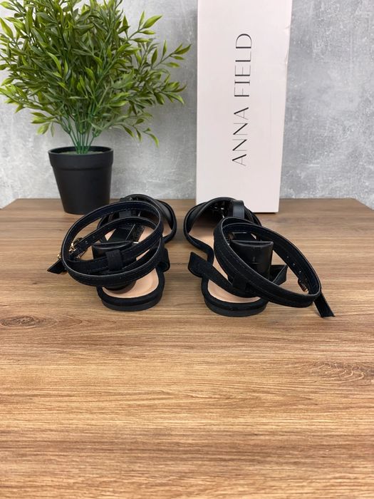 Buty damskie Anna Field r. 40 - eleganckie czarne baleriny z paskiem