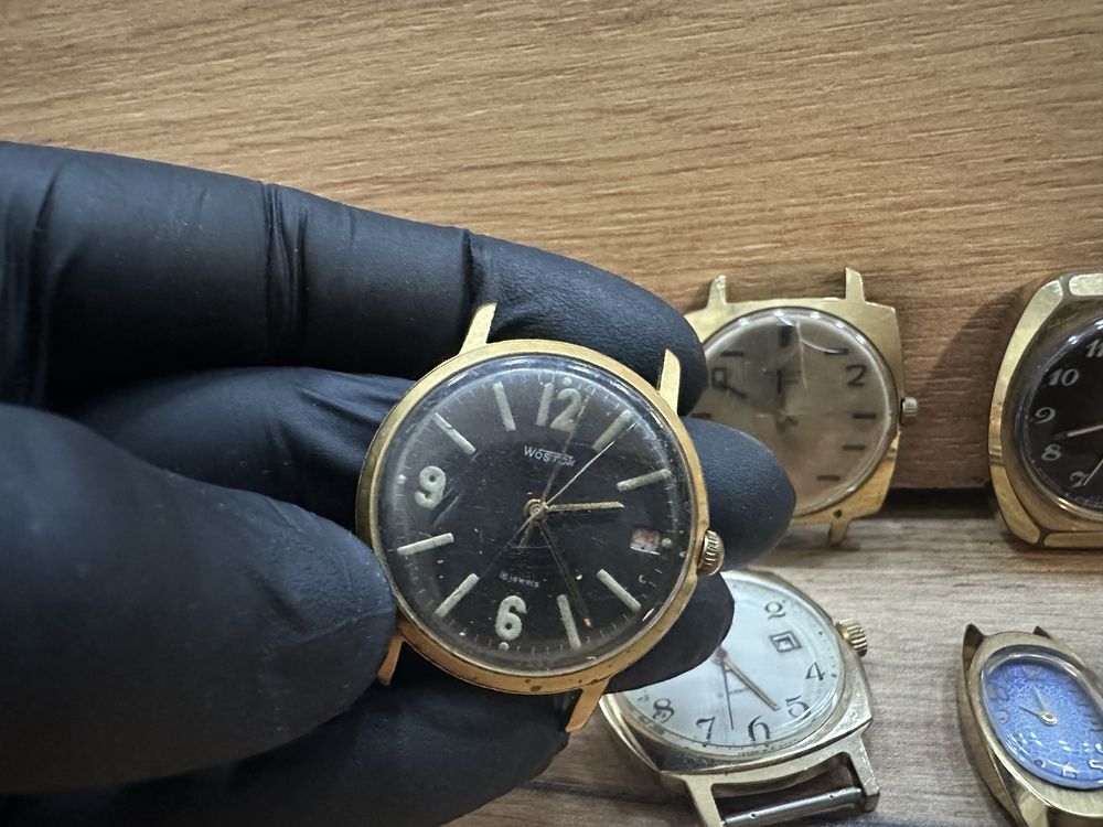 7 x zegarek pozałacany w tym poljot automatic Vostock slava , rakieta