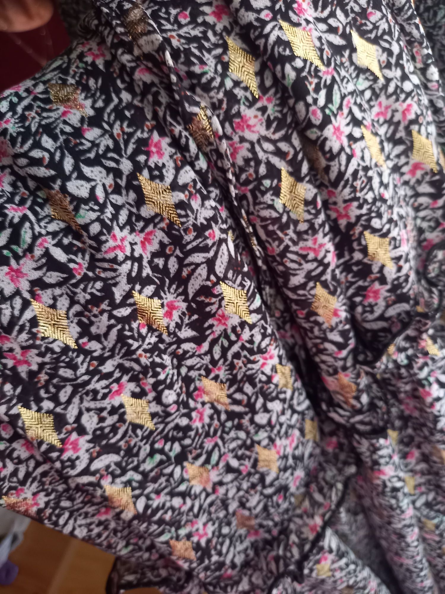 Vestido comprido estampado, White Deer, tamanho único