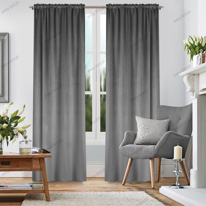 2 zasłony welurowe jasny szary