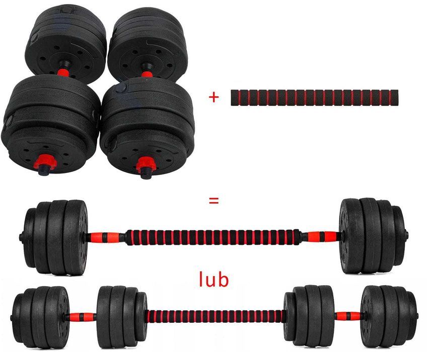 Zestaw hantli 2x20kg hantle 40kg regulowane hantle ze sztangą WAW NOWE