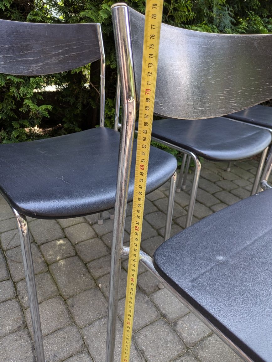 Zestaw 6 krzeseł, czarne chromowane krzesło, dobry stan